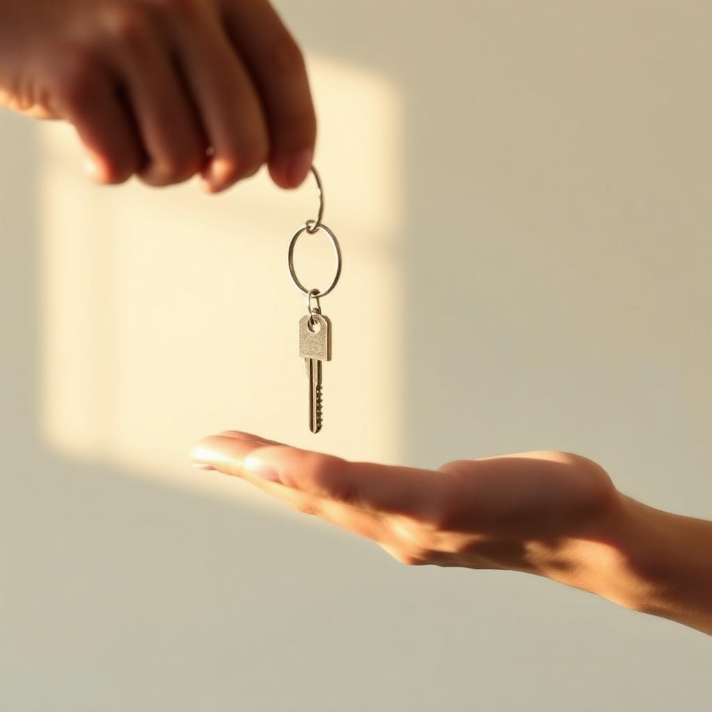 Keys being handed from one person to another